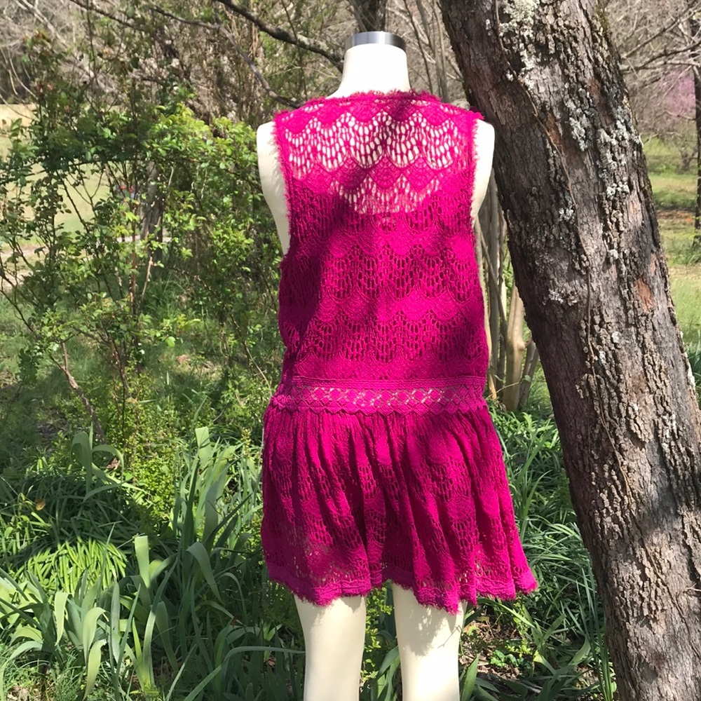 Free People Hot Pink Lace M - Picture 3 of 7